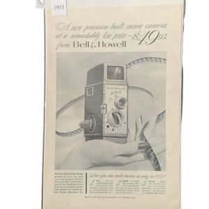 Vintage 1953 Bell & Howell Movie Camera Remarkably Low Ad Advertisement